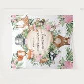 Girly Pink Floral Woodland Babydusche Hintergrund Wandteppich (Vorderseite (Horizontal))