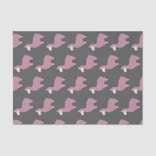 Girly Pink Fluffy Llamas & Gray Seidenpapier (Vorderseite)