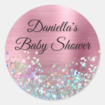Girly Pink Foil Holo Glitzer Babydusche