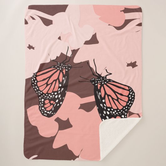 Girly Pink Fütternd Monarch Butterfly Pair Sherpadecke (Vorderseite)