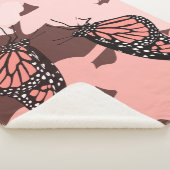 Girly Pink Fütternd Monarch Butterfly Pair Sherpadecke (3/4)