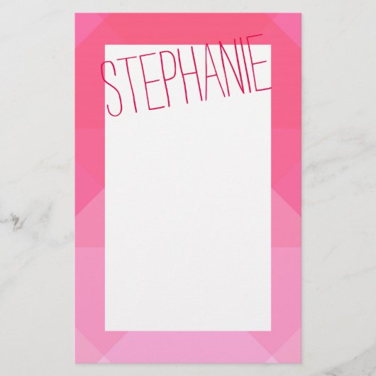 Girly Pink Geometric Muster Monogramm Briefpapier (Vorderseite)