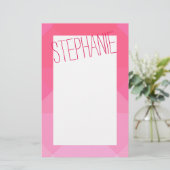 Girly Pink Geometric Muster Monogramm Briefpapier (Stehend Vorderseite)