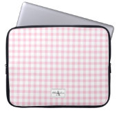 Girly Pink Gingham Kariert Checked Pattern Monogra Laptopschutzhülle (Vorderseite)