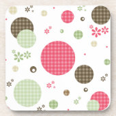 Girly Pink Gingham Pattern Circles Niedlich Daisie Getränkeuntersetzer (Vorderseite)