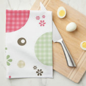 Girly Pink Gingham Pattern Circles Niedlich Daisie Handtuch (Viertel Falte)