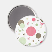 Girly Pink Gingham Pattern Circles Niedlich Daisie Magnet (Vorderseite/Rückseite)