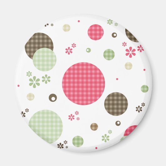 Girly Pink Gingham Pattern Circles Niedlich Daisie Magnet (Vorne)