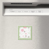 Girly Pink Gingham Pattern Circles Niedlich Daisie Magnet (In Situ (Geschirrspüler))