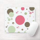 Girly Pink Gingham Pattern Circles Niedlich Daisie Mousepad (Mit Mouse)