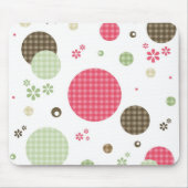 Girly Pink Gingham Pattern Circles Niedlich Daisie Mousepad (Vorne)