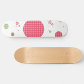 Girly Pink Gingham Pattern Circles Niedlich Daisie Skateboard (Horizontal)