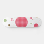 Girly Pink Gingham Pattern Circles Niedlich Daisie Skateboard (Horizontal)