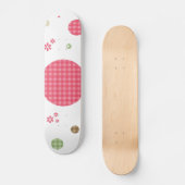 Girly Pink Gingham Pattern Circles Niedlich Daisie Skateboard (Vorderseite)