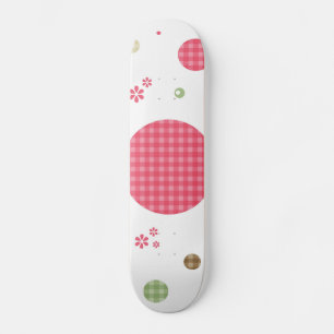 Girly Pink Gingham Pattern Circles Niedlich Daisie Skateboard