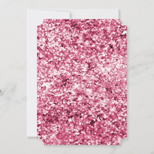 Girly Pink Glam Glitzer Einladung (Rückseite)