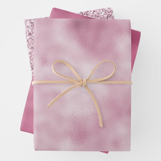 Girly Pink Glam Glitzer funkeln Geschenkpapier Set (Beispiel)