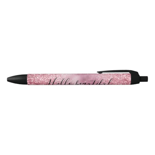 Girly Pink Glam Glitzer funkeln Kugelschreiber (Oberseite)