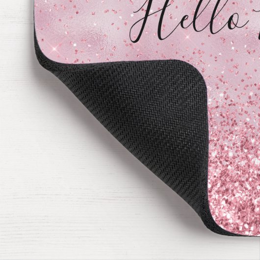 Girly Pink Glam Glitzer funkeln Mousepad (Ecke)