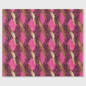 Girly Pink Glam Gold Leopard Birthday Geschenkpapier (Flach)
