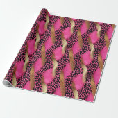 Girly Pink Glam Gold Leopard Birthday Geschenkpapier (Ungerollt)