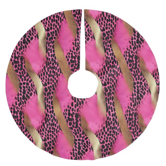 Girly Pink Glam Gold Leopard Weihnachten Polyester Weihnachtsbaumdecke (Vorderseite)