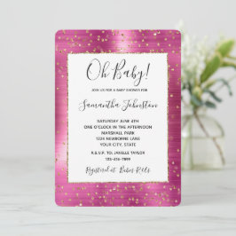 Girly Pink Glam Gold Sparkle Confetti Kinderdusche Einladung