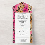 Girly Pink Glam Leopard Print All In One Einladung (Innen Boden)