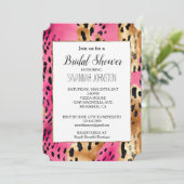 Girly Pink Glam Leopard Print Einladung (Stehend Vorderseite)