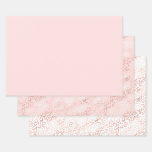 Girly Pink Glam Leopard Print Ombre Geschenkpapier Set
