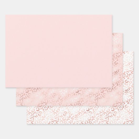 Girly Pink Glam Leopard Print Ombre Geschenkpapier Set (Set)