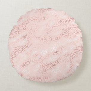 Girly Pink Glam Leopard Print Ombre Rundes Kissen
