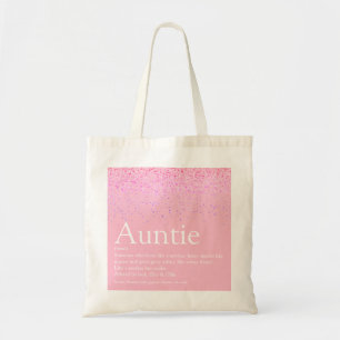 Girly Pink Glitter Glam Spaß Tante Tante Definitio Tragetasche