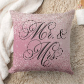 Girly Pink Glitter Ombre Mr and Mrs Throw Pillow Kissen (Decke)