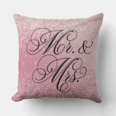Girly Pink Glitter Ombre Mr and Mrs Throw Pillow Kissen (Vorderseite)