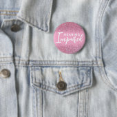 Girly Pink Glitter Script Hearing Impaired Button (Beispiel)