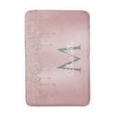 Girly Pink Glitter Tropfen Monogramm Chic Schrift Badematte (Vorderseite Vertikal)