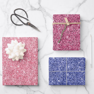 Girly Pink Glitz Glitzer Geschenkpapier Set