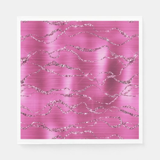Girly Pink Glitz Glitzer Serviette (Vorderseite)