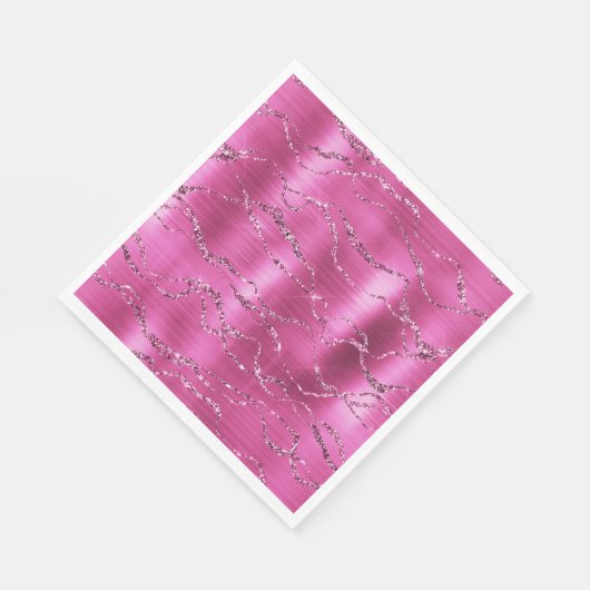 Girly Pink Glitz Glitzer Serviette (Ecke)