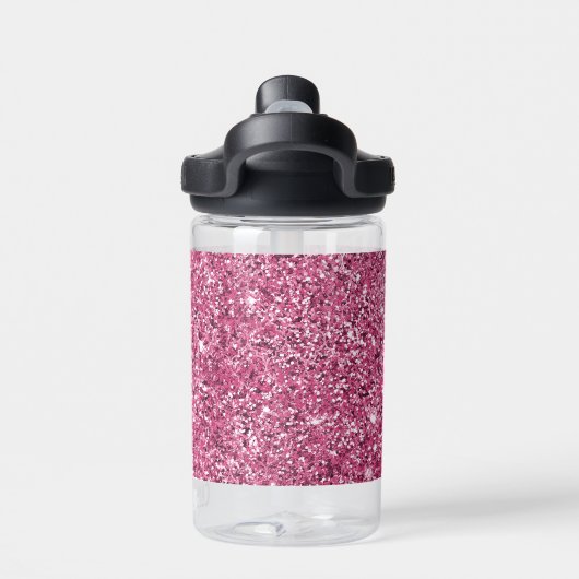 Girly Pink Glitz Glitzer Trinkflasche (Rückseite)