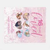 Girly Pink Glitzer 16. Geburtstag FotoCollage Fleecedecke (Vorderseite (Horizontal))