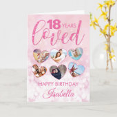 Girly Pink Glitzer 18. Geburtstag FotoCollage Karte (Gelbe Blume)