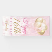 Girly Pink Glitzer Balloons 16. Geburtstag Banner (Horizontal)