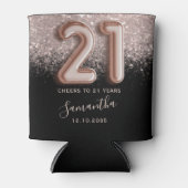 Girly Pink Glitzer & Black 21. Geburtstag Dosenkühler (Vorderseite)