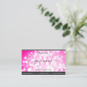 Girly Pink Glitzer Black Silver Border Initials Visitenkarte (Stehend Vorderseite)