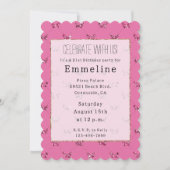 Girly Pink Glitzer Butterflies Einladung (Vorderseite)