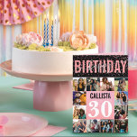 Girly Pink Glitzer Confetti 12 Foto Geburtstag Karte<br><div class="desc">Diese moderne, hübsche Geburtstagskarte ist perfekt für jeden Freund. Es verfügt über ein 12-Foto-Collage Raster, handgeschriebene kursive Skripttypografie und zweifarbige Schwarz-Bublegum-Rosa-Farbblöcke mit Imitaten gedruckt funkelnd rosa Glitzer Konfetti und Glitzer ombre Farbverlauf. Auf der Karte steht: "Herzlichen Glückwunsch zum Geburtstag (Name), (Alter)." Es ist lustig, cool, einzigartig, trendig, einfach, glamourös, elegant...</div>