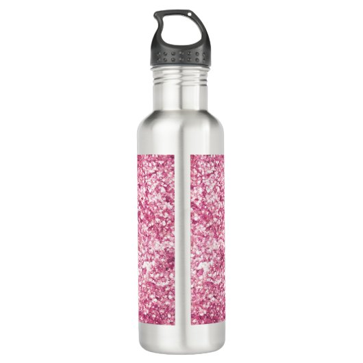 Girly Pink Glitzer Confetti Edelstahlflasche (Rückseite)