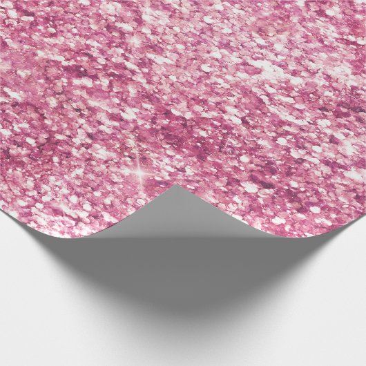 Girly Pink Glitzer Confetti Geschenkpapier (Ecke)